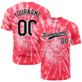 Camiseta de béisbol roja con dise?o personalizado de estampado completo y te?ido anudado