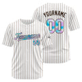 Camiseta de béisbol personalizada con rayas marrones y diseño bordado Camisetas de béisbol de hip hop personalizadas