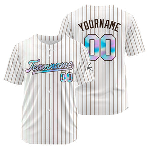 Camiseta de béisbol personalizada con rayas marrones y diseño bordado Camisetas de béisbol de hip hop personalizadas