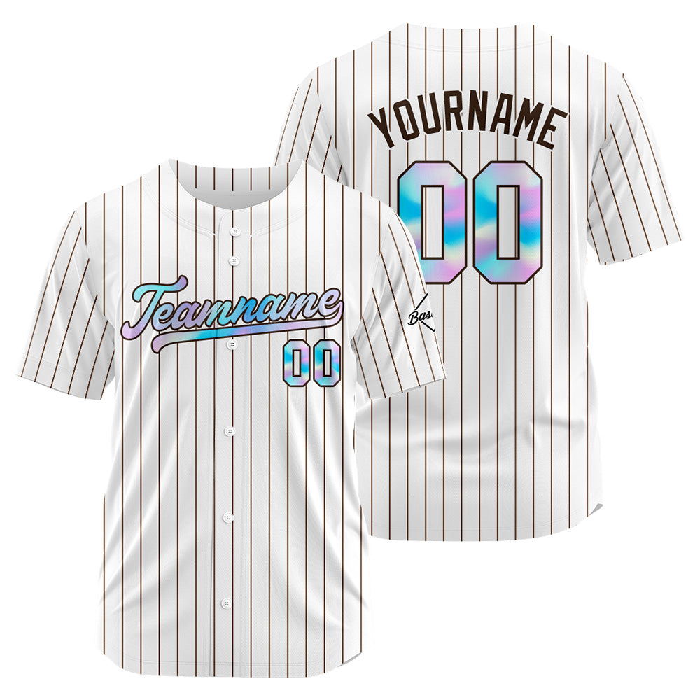 Camiseta de béisbol personalizada con rayas marrones y diseño bordado Camisetas de béisbol de hip hop personalizadas