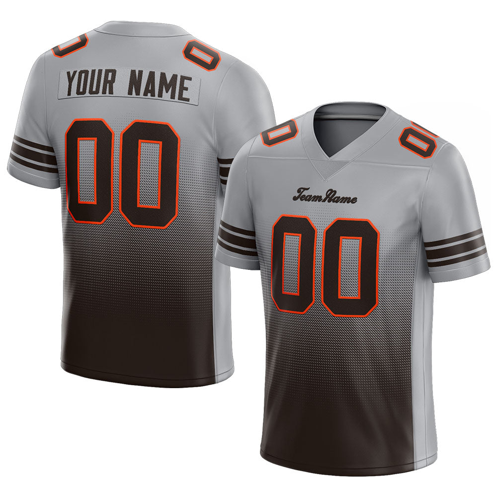 custom authentic gradient fashion football jersey brown-orange-white