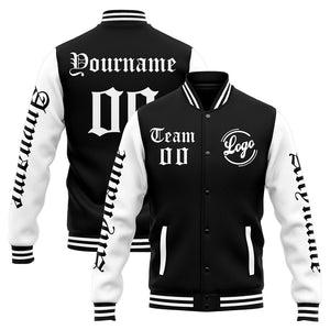 Chaqueta universitaria personalizada estilo Letterman para hombres-mujeres y jóvenes-color blanco y negro