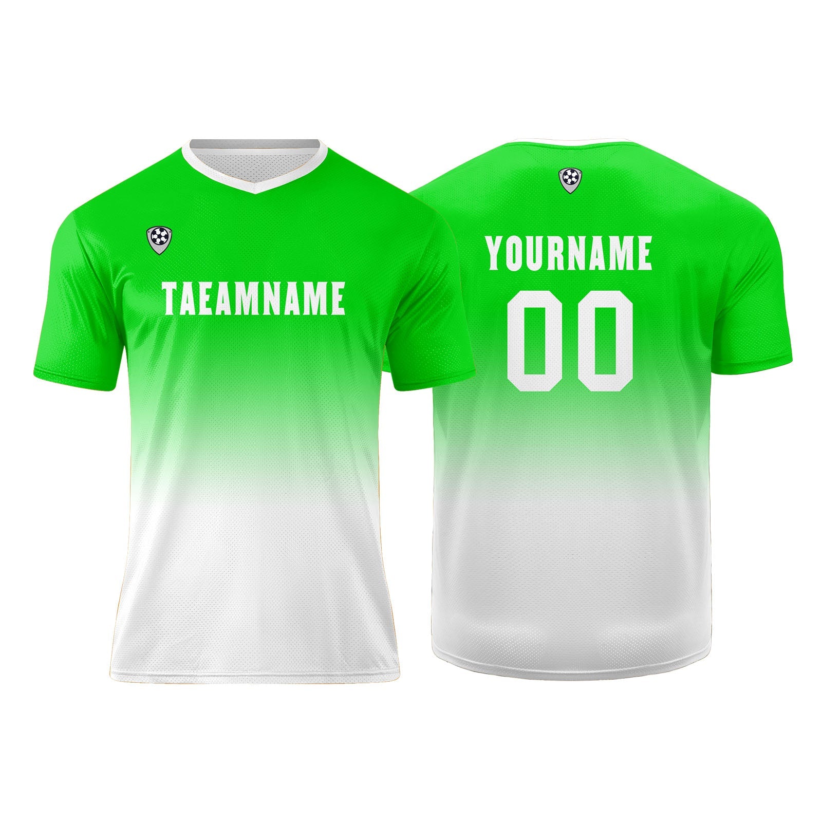 Conjunto personalizado de camiseta de uniforme verde y blanco para niños y adultos