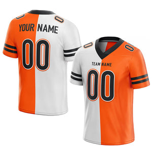 custom authentic split fashion football jersey orange-white-black mesh