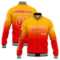 Chaqueta universitaria personalizada estilo Letterman para hombres-mujeres y jóvenes-color naranja claro y rojo