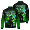 Chaqueta universitaria personalizada estilo Letterman para hombres-mujeres y jóvenes-color negro y verde