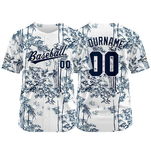 Camiseta de béisbol blanca con dise?o personalizado estampado completo