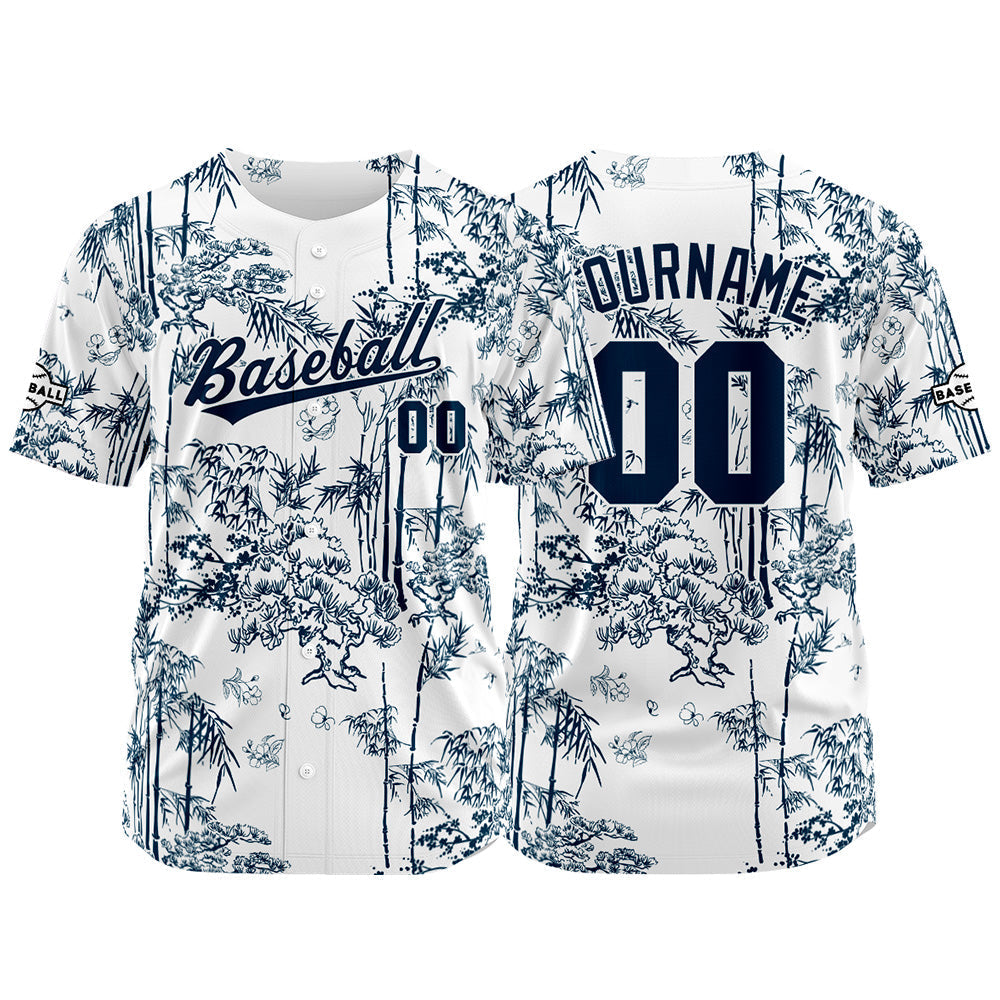 Camiseta de béisbol blanca con dise?o personalizado estampado completo