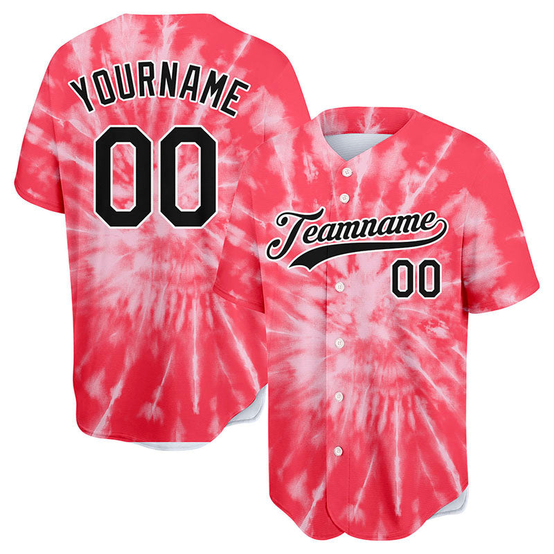 custom full print design authentic red tie-dyed baseball jersey