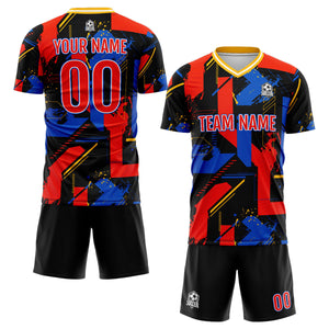 Conjunto personalizado de camiseta de uniforme rojo real para niños y adultos