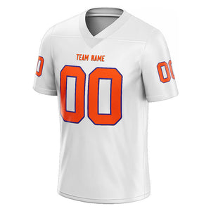 customized  authentic football jersey white-orange mesh