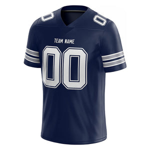 custom authentic football jersey navy-white-gray mesh
