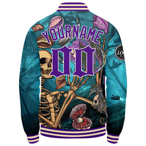 Chaqueta universitaria personalizada estilo Letterman para hombres-mujeres y jóvenes color aguamarina