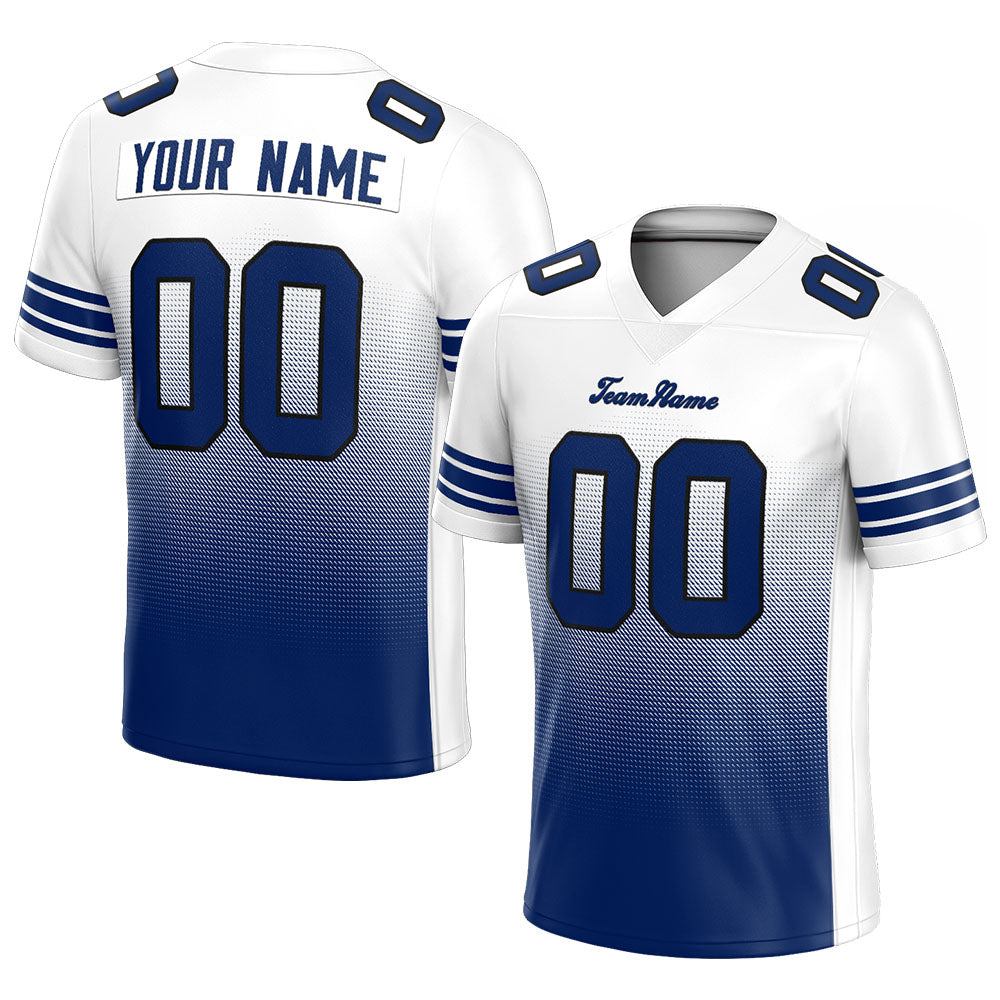 custom authentic gradient fashion football jersey white-royal-black