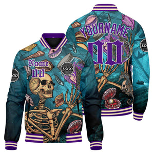 Chaqueta universitaria personalizada estilo Letterman para hombres-mujeres y jóvenes color aguamarina