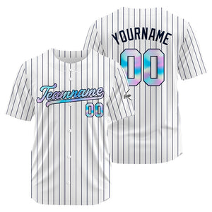 Camiseta de béisbol personalizada con diseño de rayas azul marino y costuras Camisetas de béisbol de hip hop personalizadas