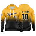 Sudadera con capucha personalizada con degradado para hombre-mujer-niña o niño Estampa tu logotipo-nombre o número en amarillo y negro