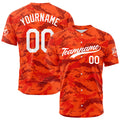 Camiseta de béisbol naranja con dise?o personalizado estampado a todo color