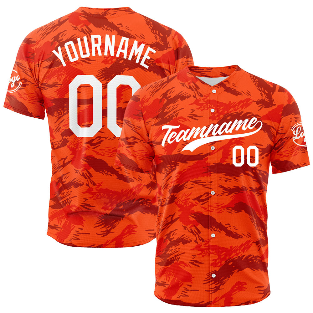 Camiseta de béisbol naranja con dise?o personalizado estampado a todo color