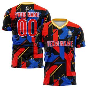 Conjunto personalizado de camiseta de uniforme rojo real para niños y adultos