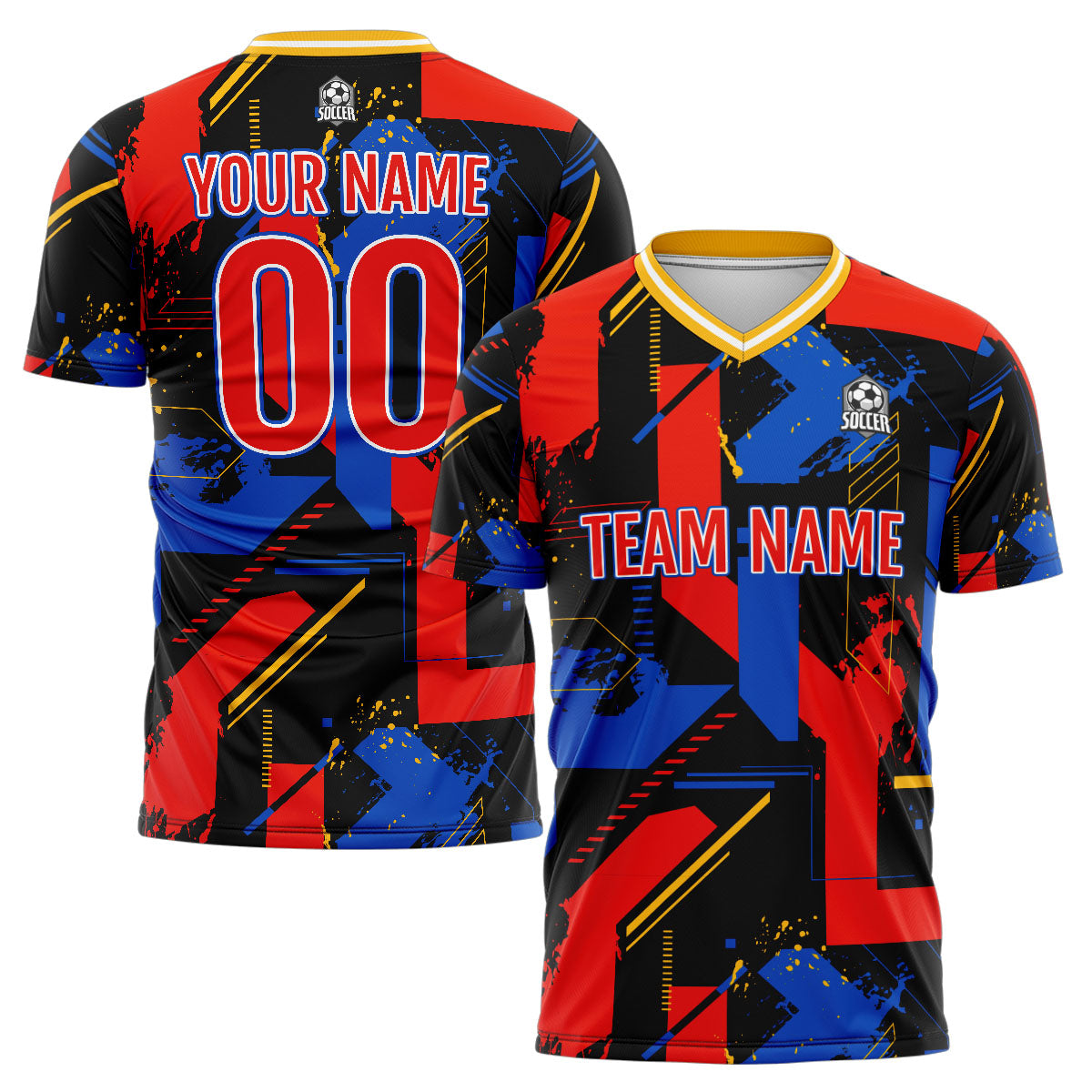 Conjunto personalizado de camiseta de uniforme rojo real para niños y adultos
