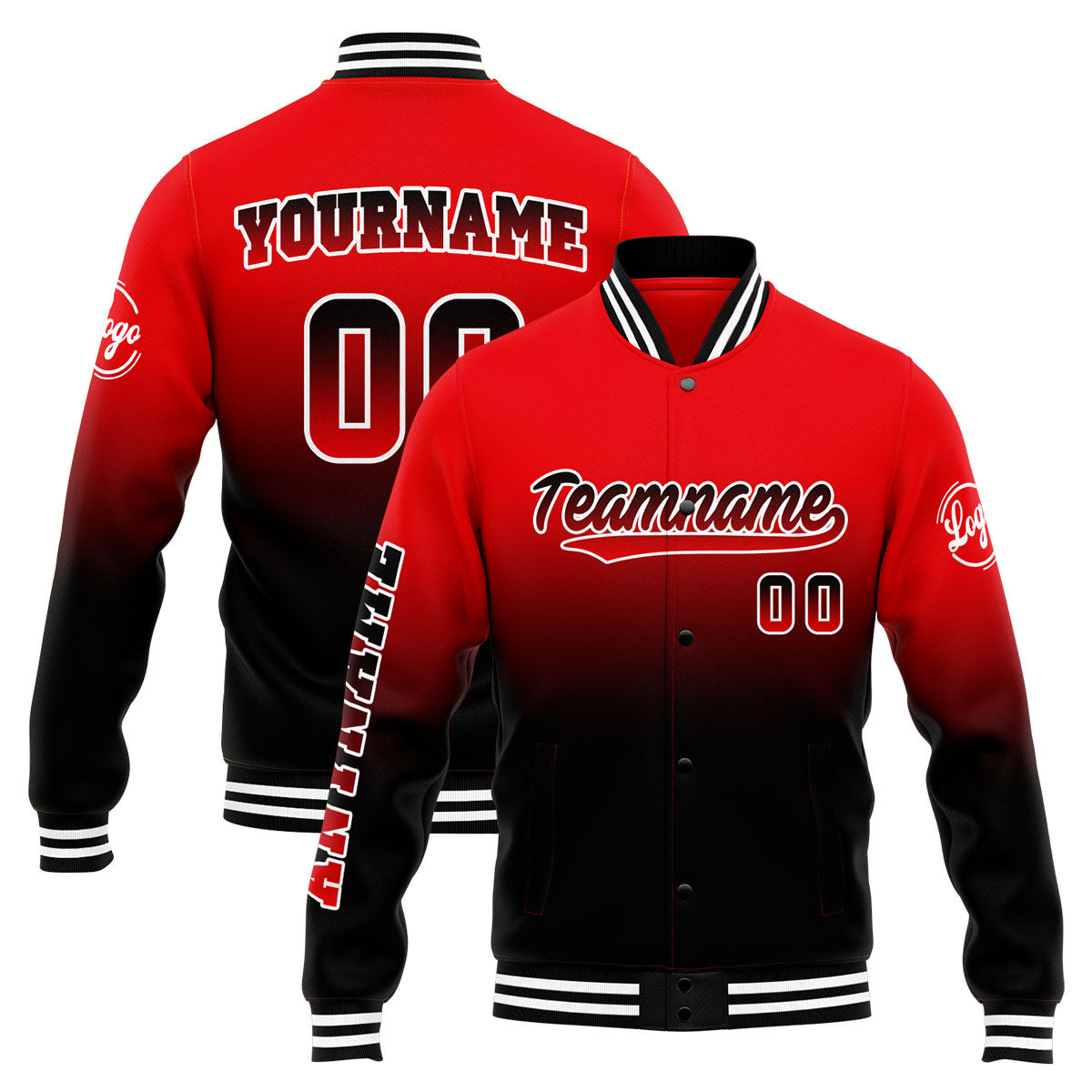 Chaqueta universitaria personalizada estilo Letterman para hombres-mujeres y jóvenes-color rojo y negro