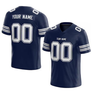 custom authentic football jersey navy-white-gray mesh