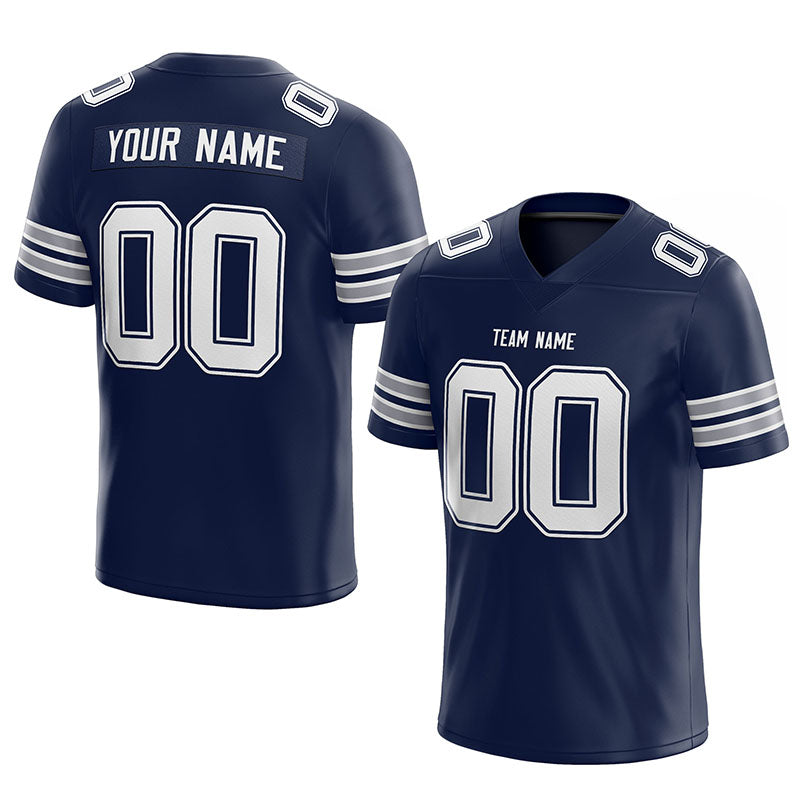 custom authentic football jersey navy-white-gray mesh