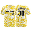 Camiseta de béisbol personalizada para hombres mujeres ni?os y jóvenes con bordados e impresión en amarillo y blanco