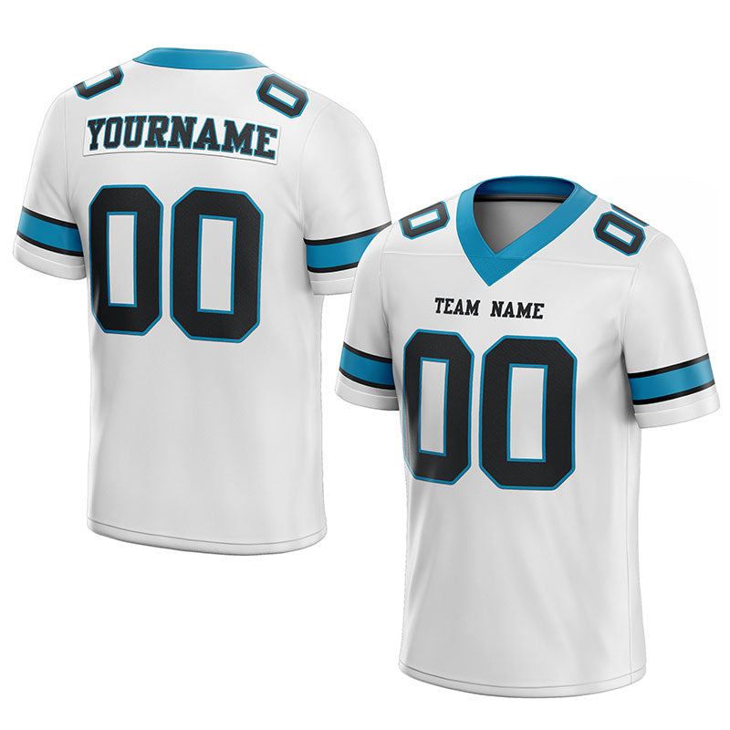 customized  authentic football jersey gray black -panther blue mesh