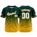 Camiseta de béisbol con dise?o personalizado estampado a todo color amarillo verdoso