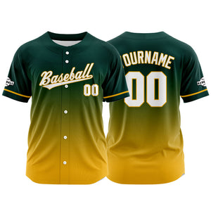 Camiseta de béisbol con dise?o personalizado estampado a todo color amarillo verdoso