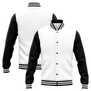 Chaqueta universitaria personalizada estilo Letterman para hombres-mujeres y jóvenes-color blanco y negro