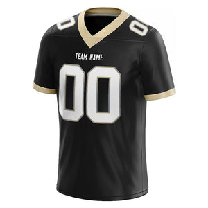 customized  authentic football jersey black-white-gold mesh
