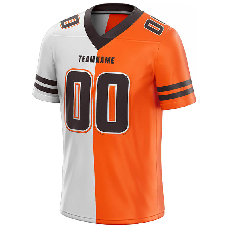 custom authentic split fashion football jersey orange-white-brown mesh