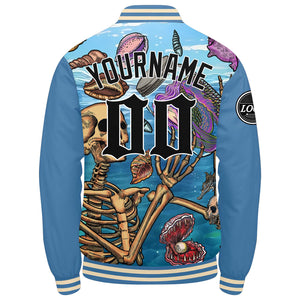 Chaqueta universitaria personalizada estilo Letterman para hombres-mujeres y jóvenes-color azul claro