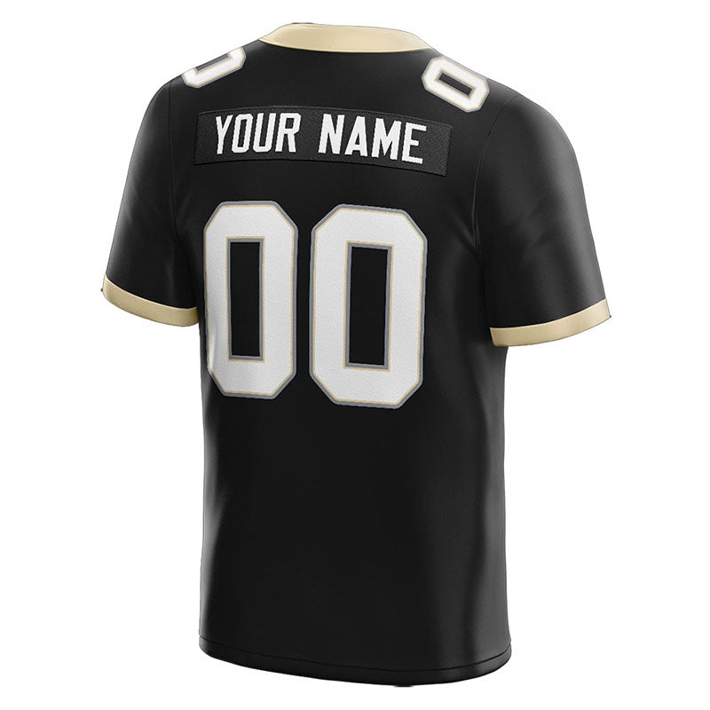 customized  authentic football jersey black-white-gold mesh