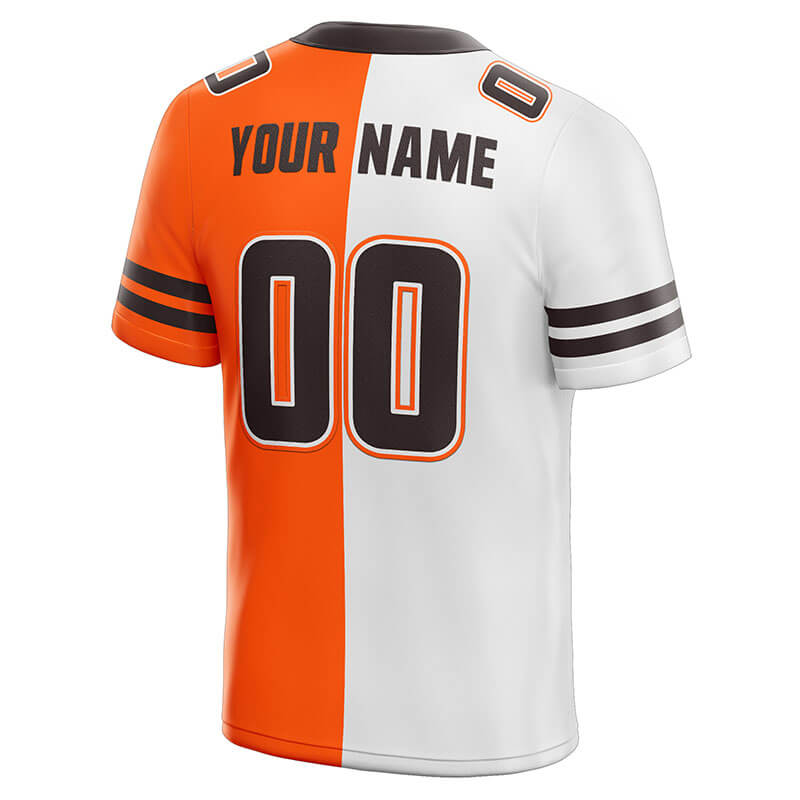 custom authentic split fashion football jersey orange-white-brown mesh