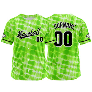 Camiseta de béisbol verde con dise?o personalizado estampado a todo color