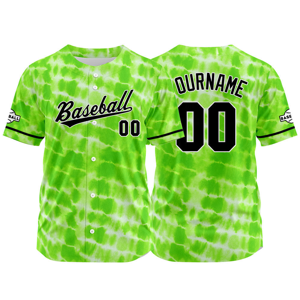 Camiseta de béisbol verde con dise?o personalizado estampado a todo color