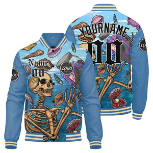 Chaqueta universitaria personalizada estilo Letterman para hombres-mujeres y jóvenes-color azul claro