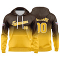Sudadera con capucha personalizada con degradado para hombre-mujer-niña o niño Estampa tu logotipo-nombre o número Color marrón y amarillo