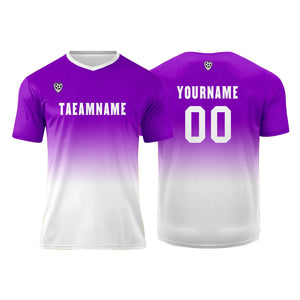 Conjunto personalizado de camiseta de uniforme morado y blanco para niños y adultos