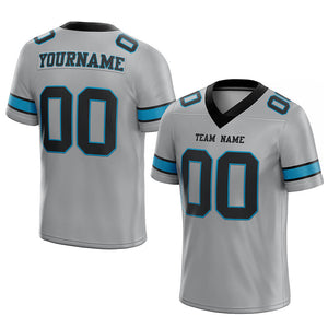 customized  authentic football jersey gray black -panther blue mesh