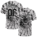 Camiseta de béisbol gris con dise?o personalizado de estampado completo y te?ido anudado