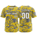 Camiseta de béisbol personalizada para hombres mujeres ni?os y jóvenes con bordados e impresión en amarillo y gris