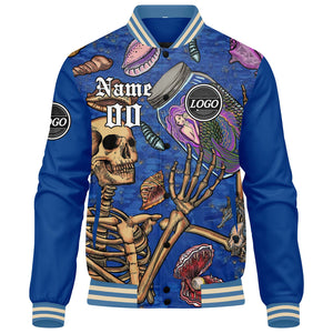 Chaqueta universitaria personalizada estilo Letterman para hombres-mujeres y jóvenes-color azul