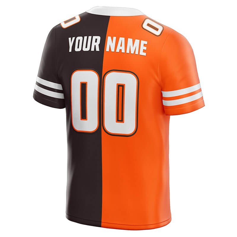 custom authentic split fashion football jersey orange-white-brown mesh
