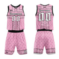 Uniforme de baloncesto rosa y negro personalizado con tu logotipo-nombre y número impresos
