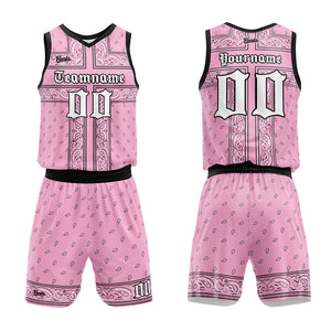 Uniforme de baloncesto rosa y negro personalizado con tu logotipo-nombre y número impresos